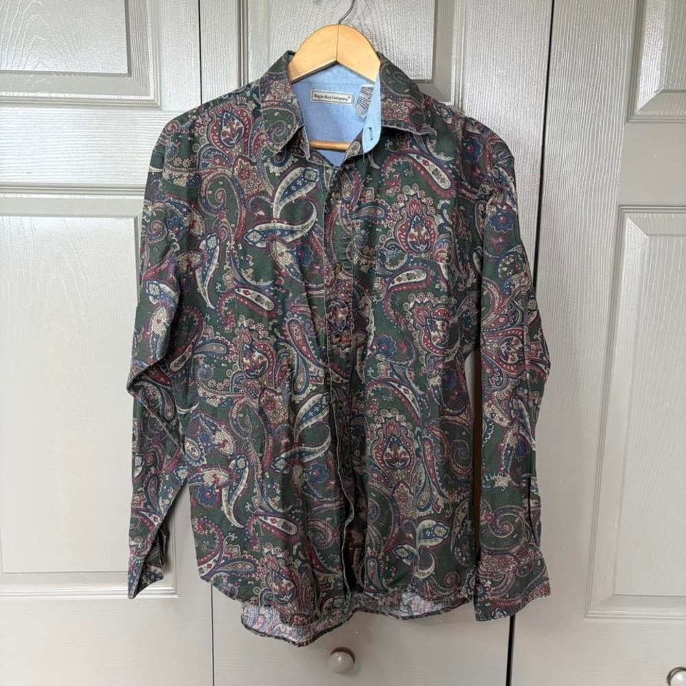 Bugle boy paisley button up polo  Size M skater y2k thrift preppy long sleeve
